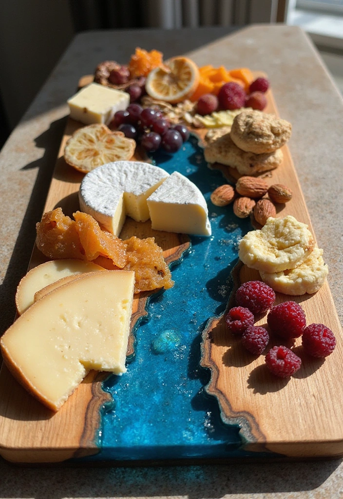 15 Stunning Resin Craft Inspirations That Will Spark Your Creativity! - 3. Colorful Resin Charcuterie Boards