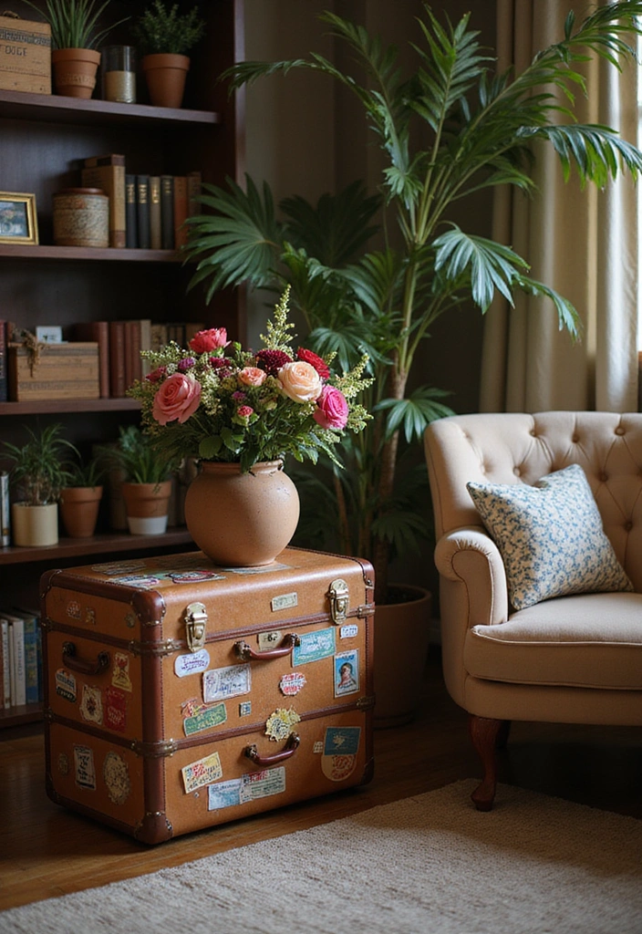 15 Stunning Upcycled Home Decor Ideas That Will Transform Your Space (You Won't Believe #7!) - 1. Vintage Suitcase Side Table