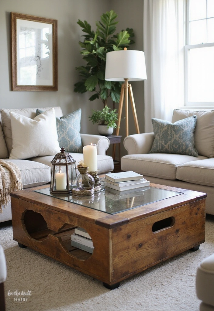 15 Stunning Upcycled Home Decor Ideas That Will Transform Your Space (You Won't Believe #7!) - 12. Upcycled Crate Coffee Table