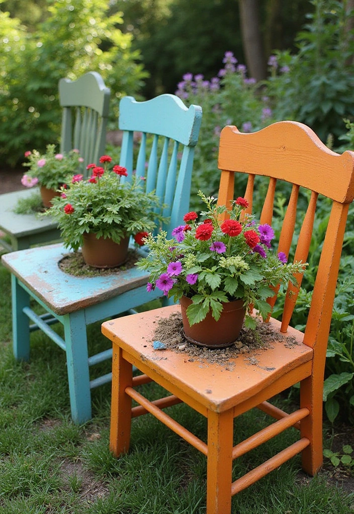 15 Stunning Upcycled Home Decor Ideas That Will Transform Your Space (You Won't Believe #7!) - 13. Upcycled Chair Planters