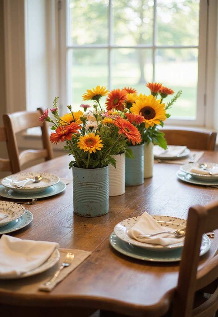 15 Stunning Upcycled Home Decor Ideas That Will Transform Your Space (You Won't Believe #7!) - 4. Tin Can Flower Vases