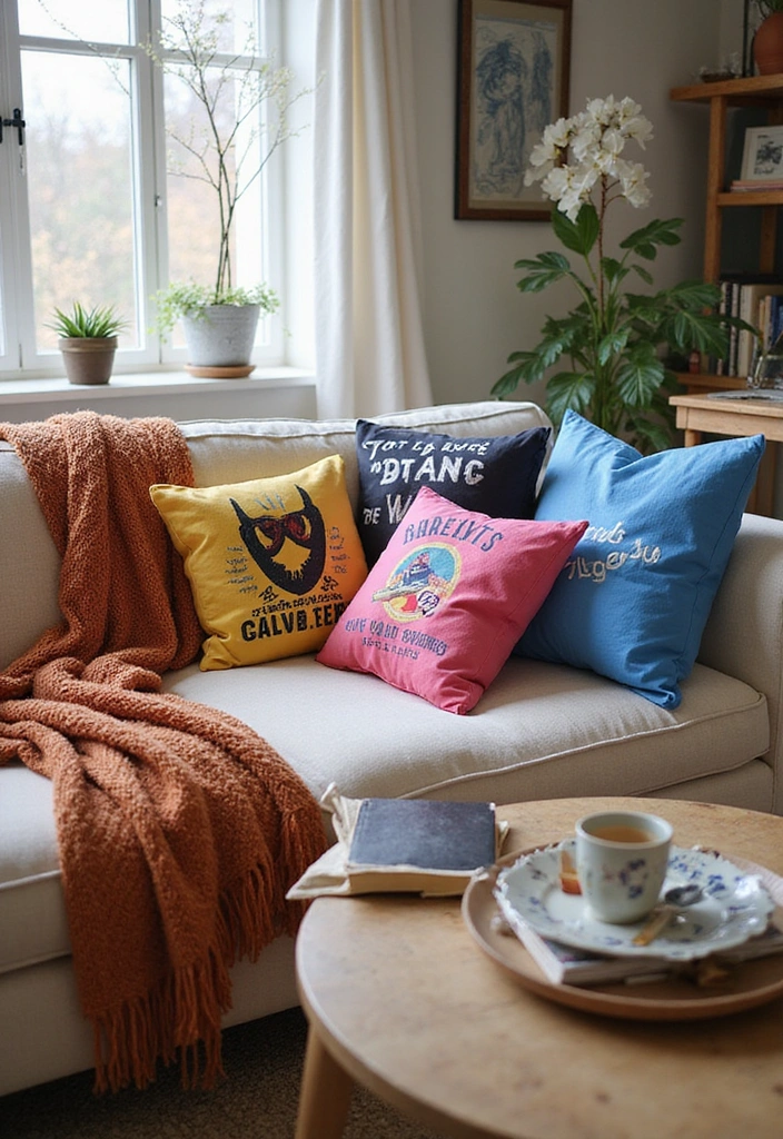 15 Stunning Upcycled Home Decor Ideas That Will Transform Your Space (You Won't Believe #7!) - 9. T-shirt Pillows