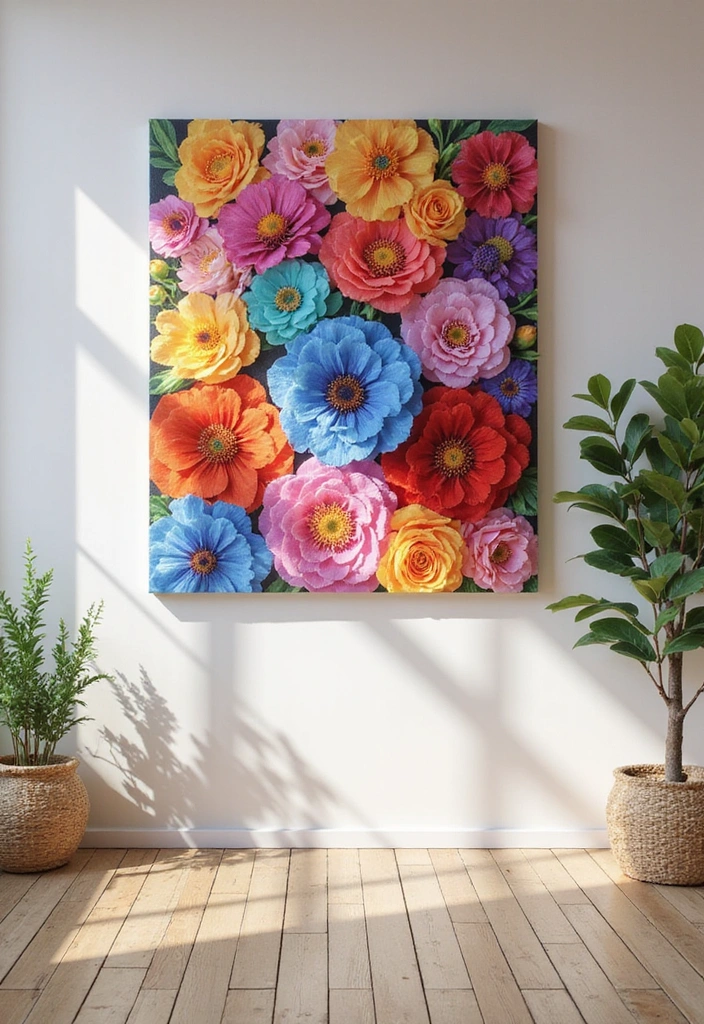 20 Stunning Seasonal DIY Decorations You Can Make in Minutes (You Won't Believe #12!) - 13. Colorful Spring Blooms Wall Art