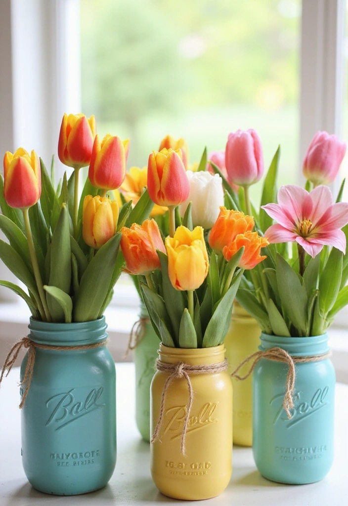 20 Stunning Seasonal DIY Decorations You Can Make in Minutes (You Won't Believe #12!) - 7. DIY Spring Mason Jar Vases
