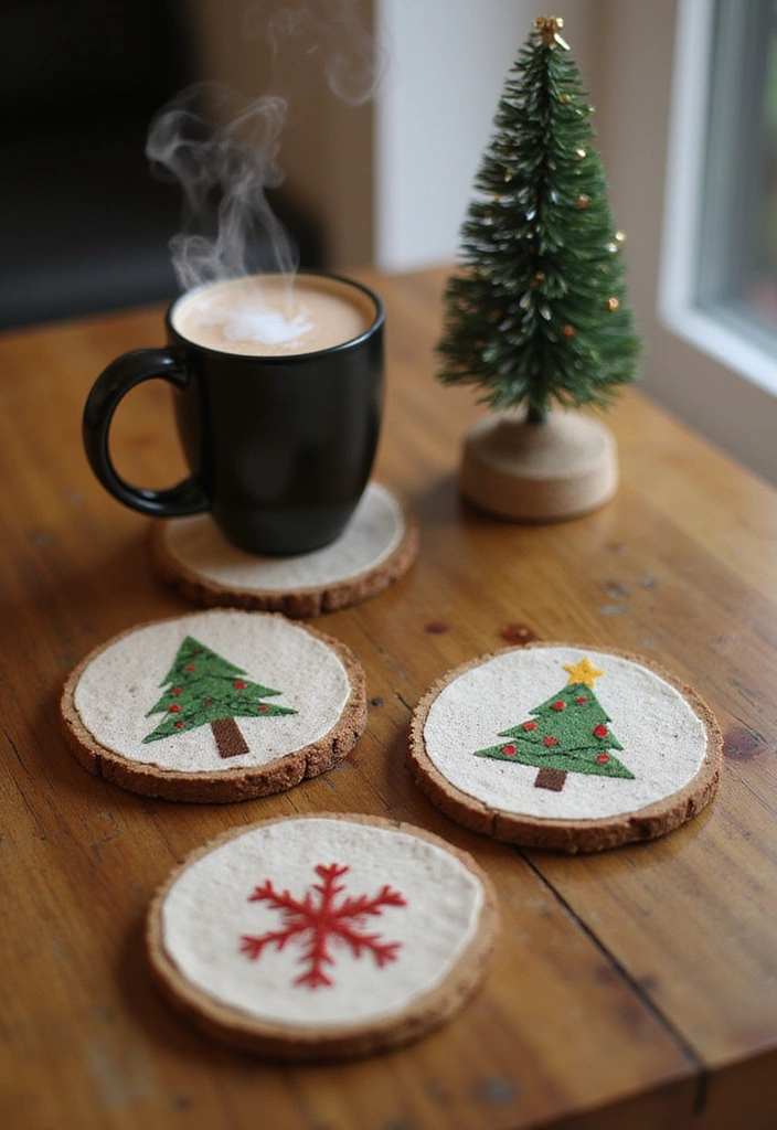 25 Holiday-Themed Crafts That Will Spark Your Creative Spirit (You Won't Believe #15!) - 10. Holiday-Themed Coasters
