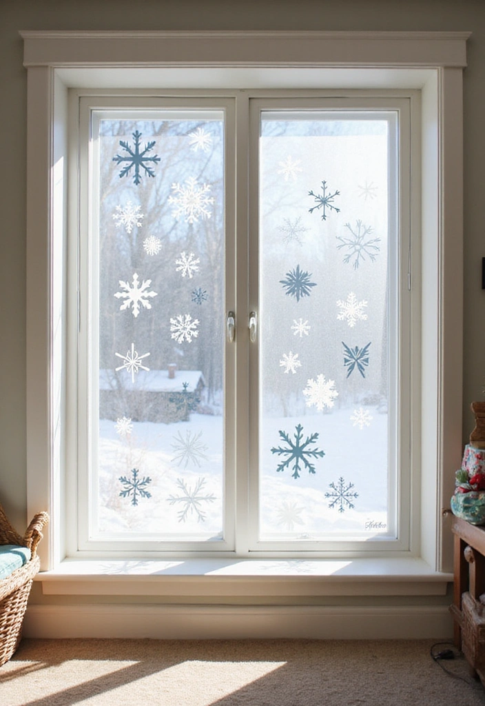 25 Holiday-Themed Crafts That Will Spark Your Creative Spirit (You Won't Believe #15!) - 12. Snowflake Window Clings
